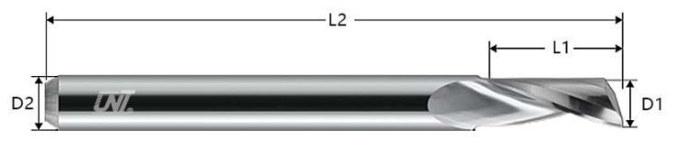 EMS.01 Solid Carbide Single Flute Upcut Spiral Bit, Carbide End Mill